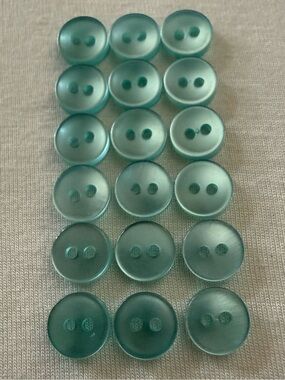 EUVC 1/2 Inch Glossy Plastic Light Blue/Teal Two-Hole Sewing Buttons - Set of 18